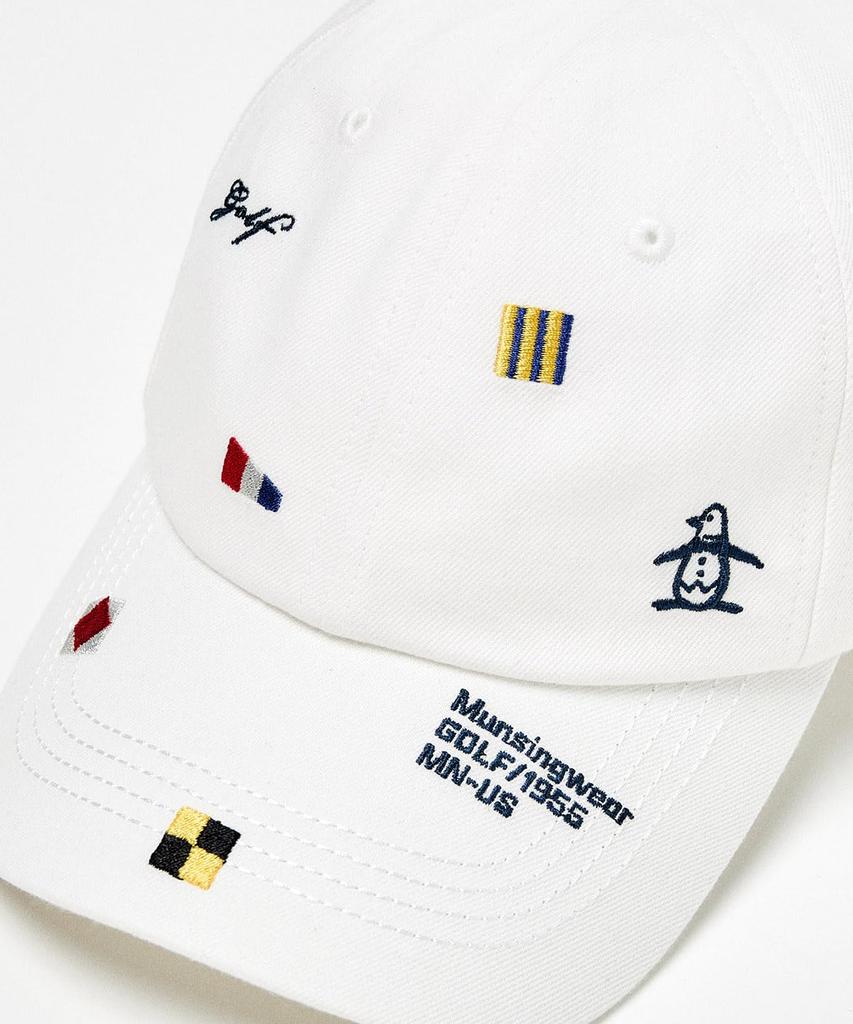 Cap Flying Pattern Dungaree Material Baseball Cap Golf MG5SCP03U WH00 [Munsingwear] (White)