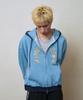 Losers Club Striped Two-Tone Two-Way Zip-Up Hoodie Sky Blue