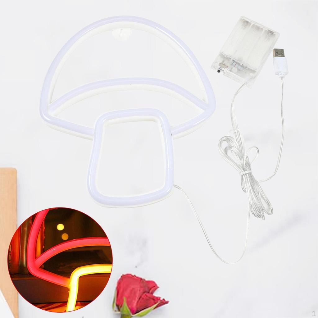 LED Mushroom Neon Sign Cute Night Light Wall Art for Bar Game Room Backdrop