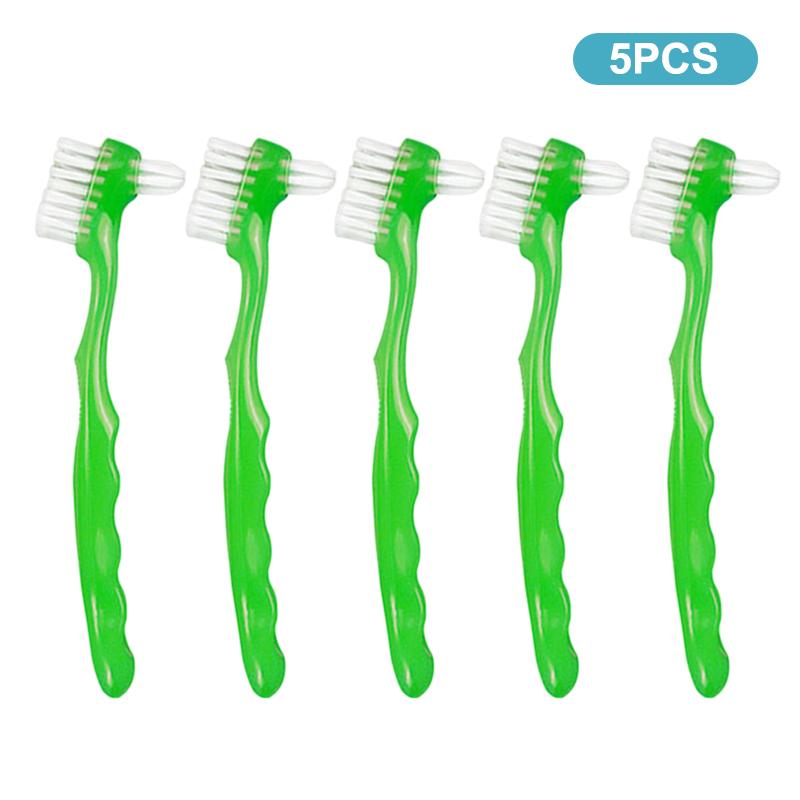1/5Pcs Double Sided Denture Toothbrush Invisible Braces Cleaning Brush For Men Women False Teeth Brush Oral Cleaning Tools