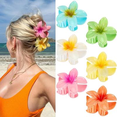 4 Piezas Moda Mujeres Pinzas para el Cabello de Flores Vacaciones Bohemia Flor de Huevo Pinzas para el Cabello Pasadores Grandes para Niñas Accesorios para el Cabello