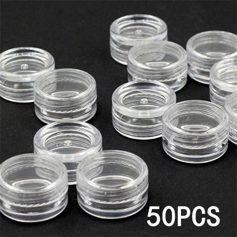 5/50pcs 5g Sample Clear Cream Jar Mini Cosmetic Bottles Containers Transparent Pot For Nail Arts Small Clear Can Tin For Balm