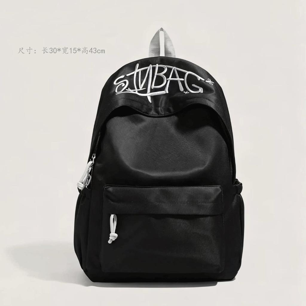 Schoolbag1011 Summer New Casual Simple Style Backpack Student High Value Large Capacity Personalized Letter Embroidery Schoolbag