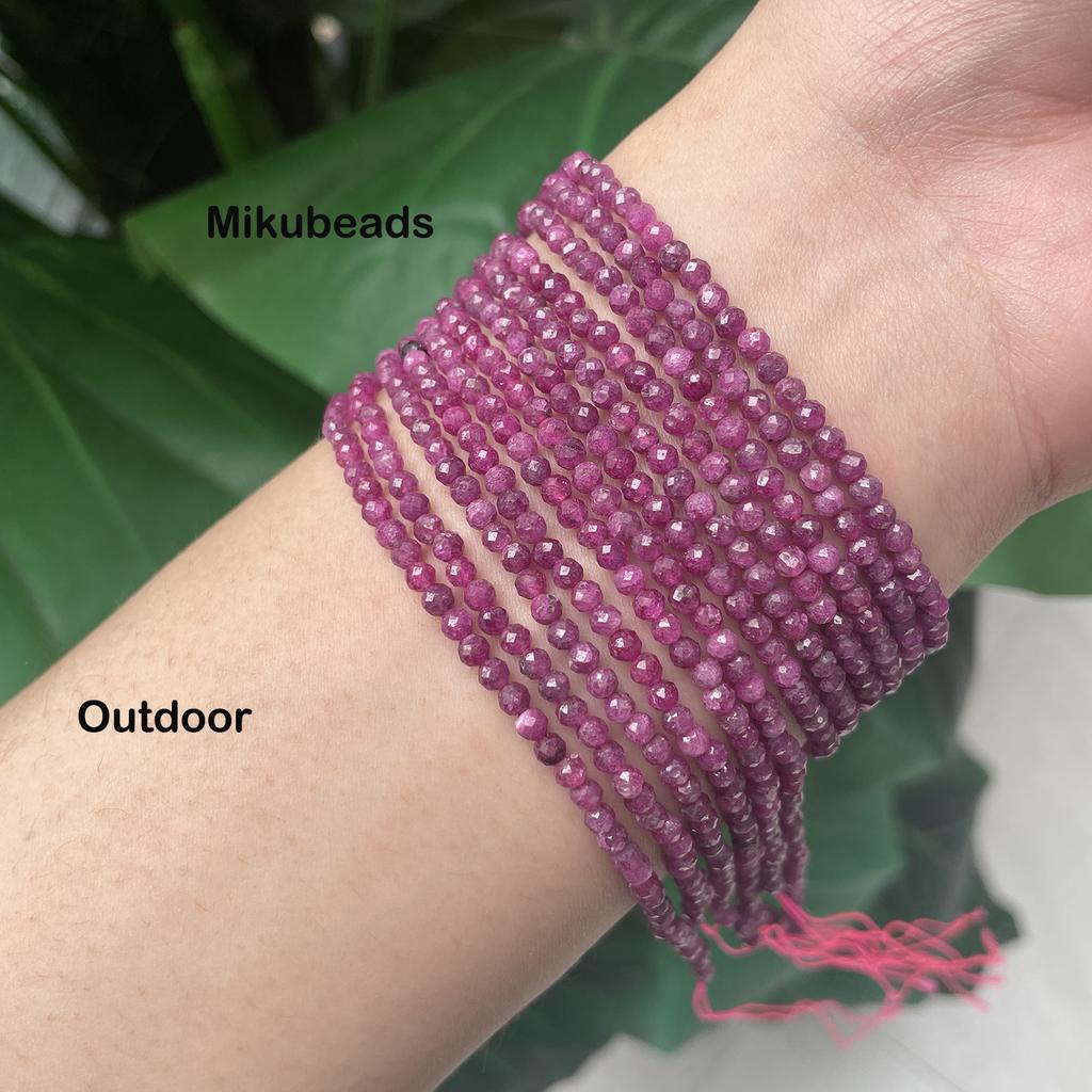 Natural 3mm 4mm 6mm Ruby Faceted Round Loose Beads For Jewelry Making DIY Bracelets Necklace Strand Gift 38cm