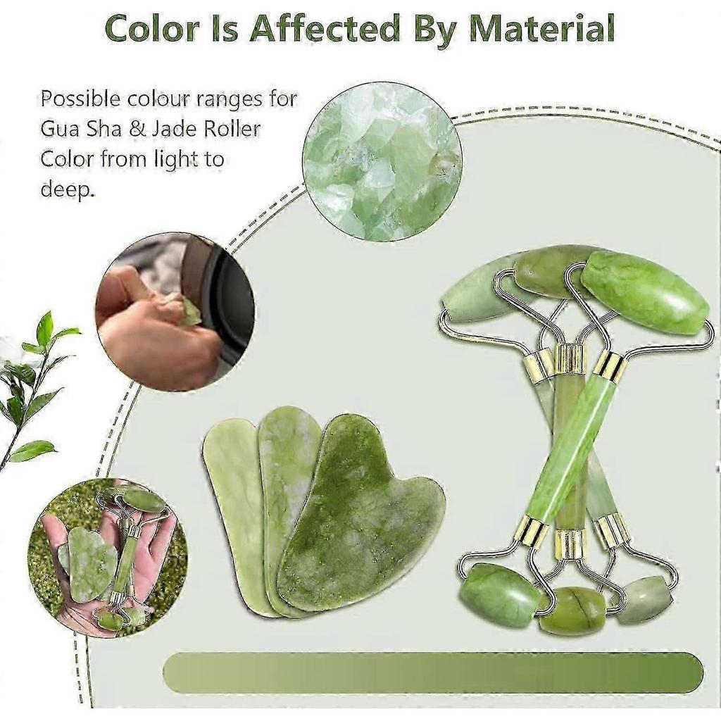 Gua Sha and Jade Roller Set for Daily Skin Care, Gua Sha Tools for Face, Neck and Body Muscles