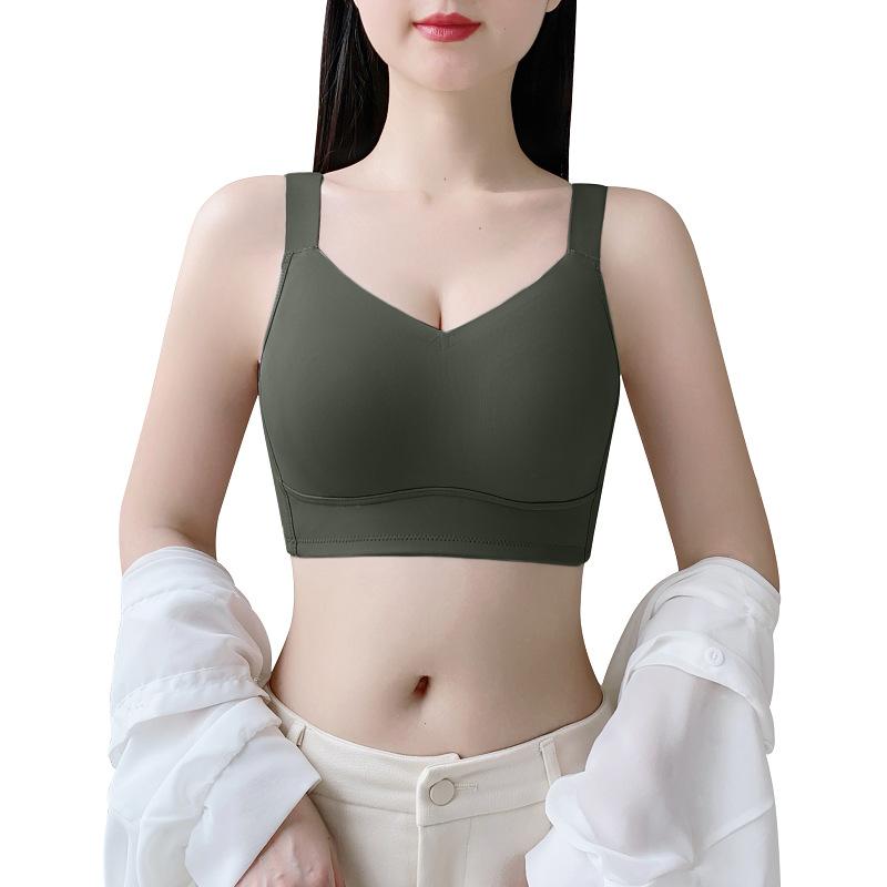 Seamless Underwear for Women Thin Style No Steel Ring Full Coverage Small Bra for Breast Enhancement and Anti-exposure
