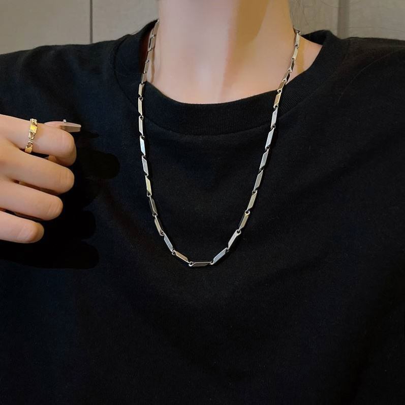 Fashion Stainless Steel Chain Necklace Hip Hop Style Silver Waterproof Cuban Link Snake Rope for Party Men Women