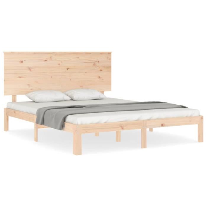 VidaXL Cadre de lit avec tête de lit 160x200 cm bois massif 3193671