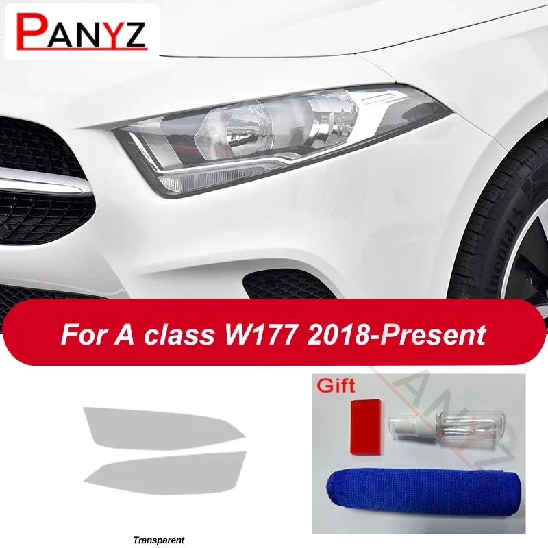 

2 Pcs Car Headlight Protective Film Transparent Black TPU Sticker For Mercedes Benz A Class W176 W177 A45 A35 AMG Accessories W177 18-On T