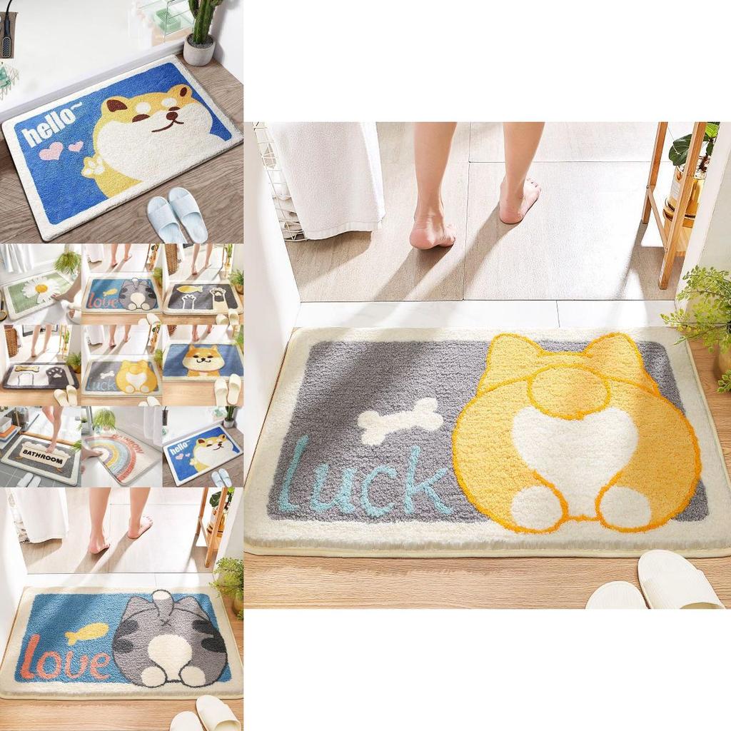 Cozy Cartoon Floor Mats Bathroom Absorbent Mat With Anti-slip Design For Doorway