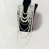 Modern Round Pearls With Ring Chain Layering Necklace Earrings Gift Pack Evening Wear Stone Accessories For Her
