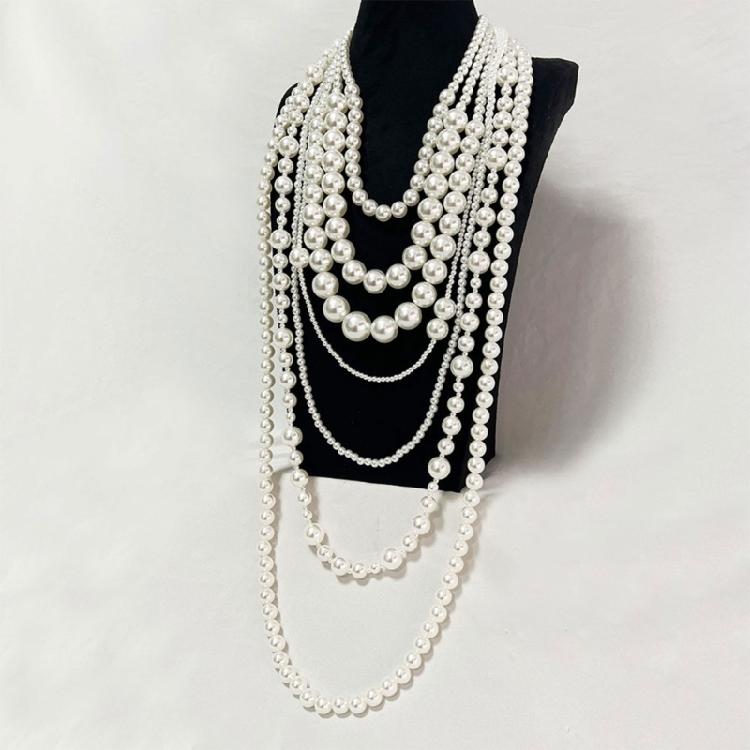 Modern Round Pearls With Ring Chain Layering Necklace Earrings Gift Pack Evening Wear Stone Accessories For Her