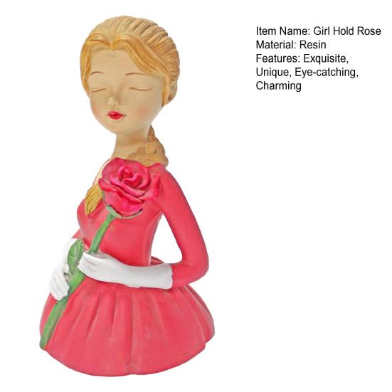 Mädchen mit Rosen Figur Handgefertigtes Harz Mädchen Blume Schreibtischstatue für Zuhause Büro Tisch Mittelstück