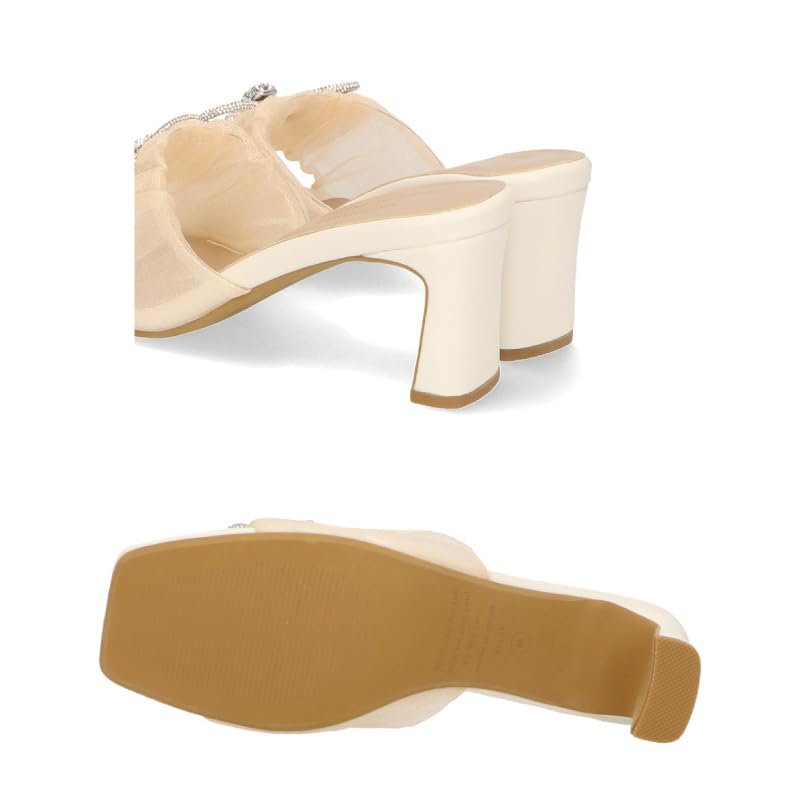 Sandals Mules Ribbon Clear Heel Feminine MO42202 [Oriental Traffic] 7.5cm Women's 22.0cm~22.5cm