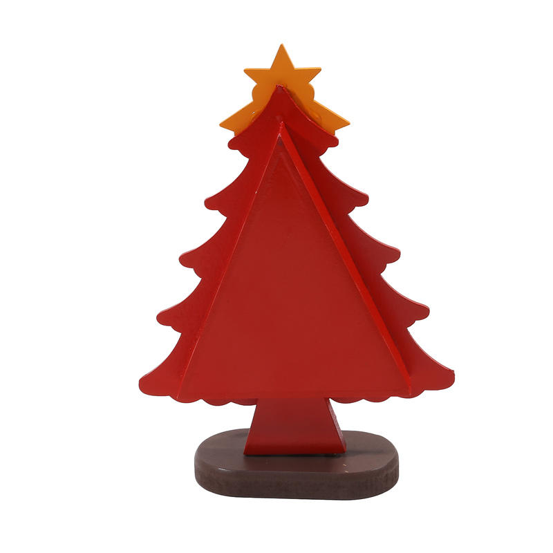 Vintage Wooden Christmas Tree Ornament Desktop Diy Mini Pine Tree with Mini Ornament for Xams Home Decor