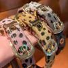 Y2k Sweet Cool Punk Puppy Footprint Tag Leopard Pattern Horse Hair Choker Collar Leather Neck Belt Party Necklace