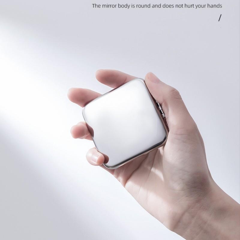 Foldable Makeup Mirror Portable Double-Sided Mirror Stainless Steel Pocket Small Tinkering Mirror ForTravel Beauty Cosmetic Tool