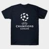 Men Black Print T-shirt Champions League Logo No-Cut Transfer Paper Print Cotton Tshirt
