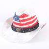American Flag Cowboy Hat Popular Men's and Women's Sunshade Top Hat Independence Day Party Western Style Fashion Straw Hat