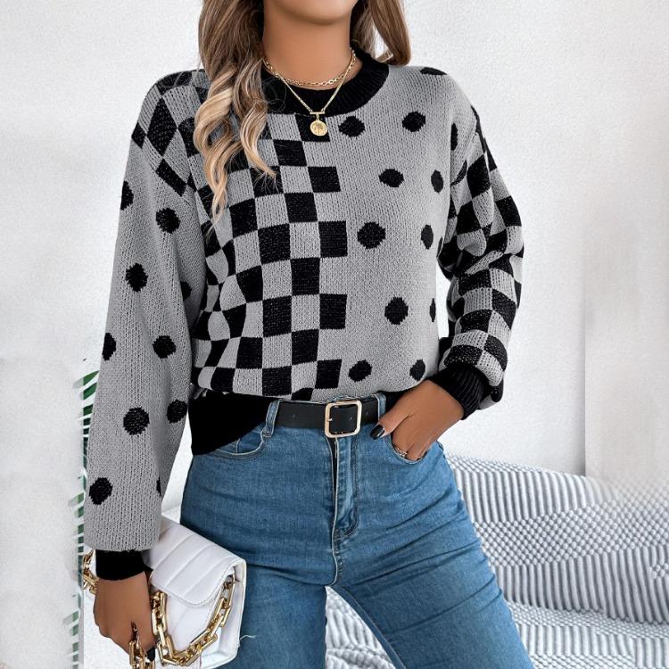 Autumn Winter Women Casual Knit Sweater Long Sleeve O Neck