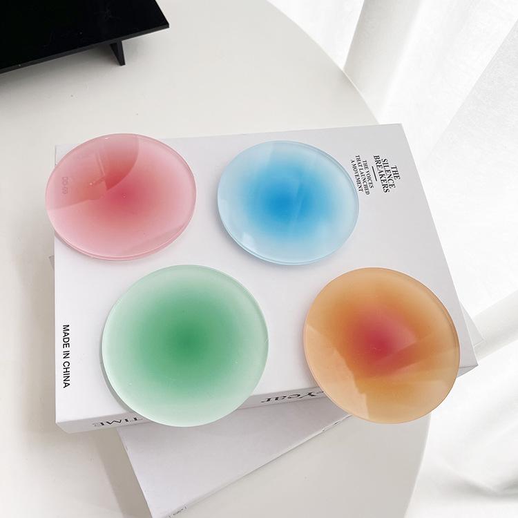Nordic Sunset Gradient Round Acrylic Coaster - Heat-Resistant Photography Prop Ornament