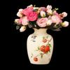 New Chinese Deer Ceramic Vase with Pink Peonies