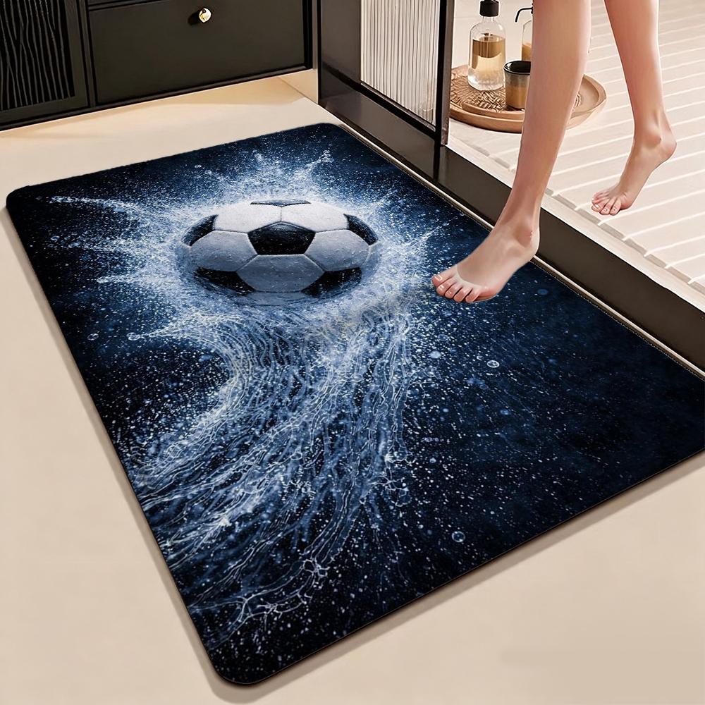 Soccer Ball Water Splash Print Theme Rug Soft Texture Nonslip Carpet For Hallway Balcony Study Home Party Decor Christmas Gift