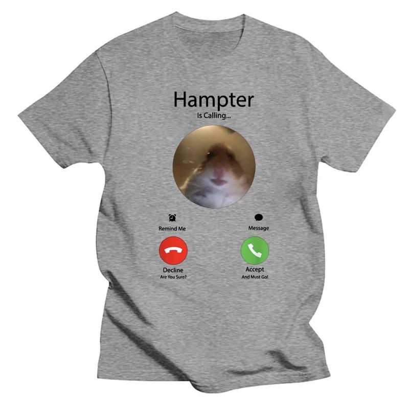 Dank Meme Hamster Staring Front Camera Hampter Calling Printed T-shirt Women Men Casual Streetwear Top Short Sleeve T-shirts