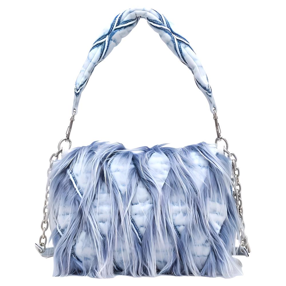 

Diesel Logo Pendant Cotton Crossbody Handbag Women Handbags Silver Blue X09596P7953 Basic Set (Bag+Dust Bag)