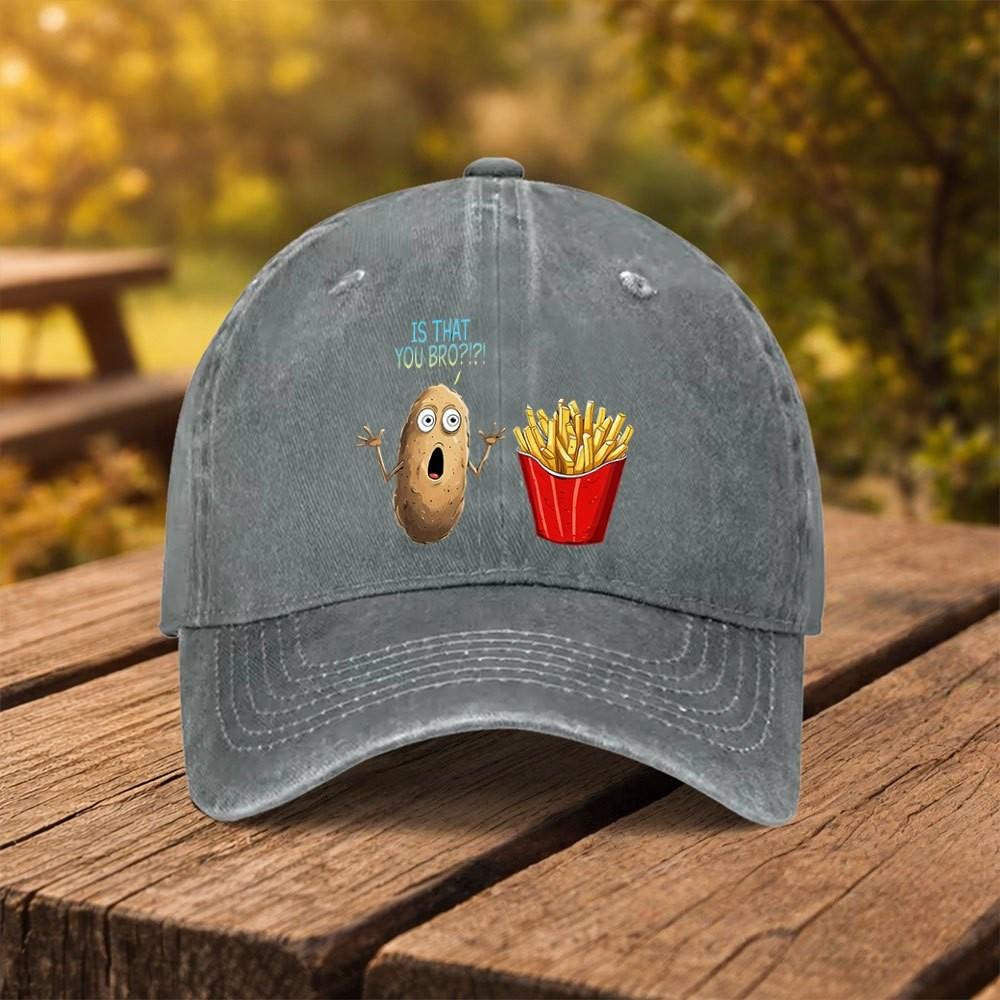 Funny Potato French Fries Baseball Cap Washed Cotton Adjustable Streetwear Hat for Unisex