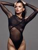 High Street Sexy Transparent Slim Bodysuits Women Skinny Fashion Patchwork Basic One Piece Elegant Bodysuits Solid Party Clothes