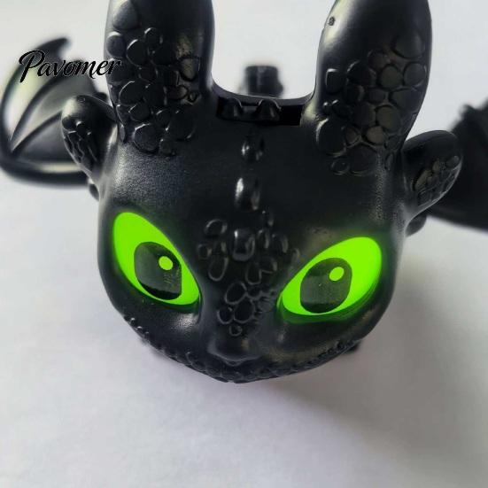Detailed PVC Craft Statue Dragon Car Dashboard Ornament, Flapping Wings LED Flashing Eyes Keychain Glowing Eye Action Figure with Motion Sensor,