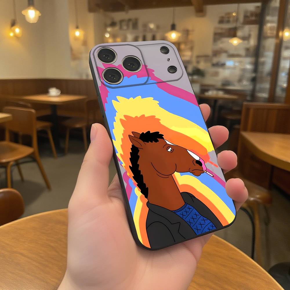 Cool B-Bojack H-Horseman Wear-resistant Phone Case For iPhone 17,16,15,14,13,12,11,Pro,Max,Plus Black Soft Cover iPhone15pro