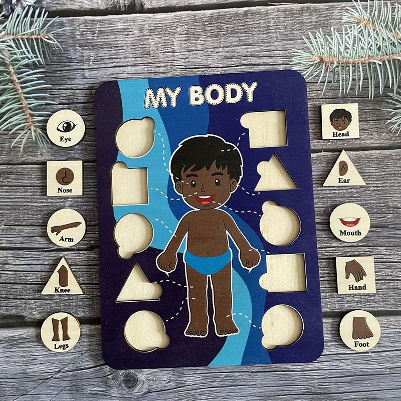 Montessori Human Body Parts Structure Wooden Puzzles Toys Parish Organs Cognitive Open Learning Educational Toys Matching Game