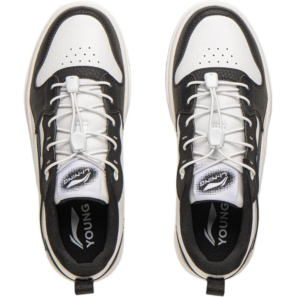 Li Ning Kids Trail Running Lifestyle Series Comfortable Versatile Durable Rebound Low-Top Casual Shoes Kids sneaker Black White YKCV108-3