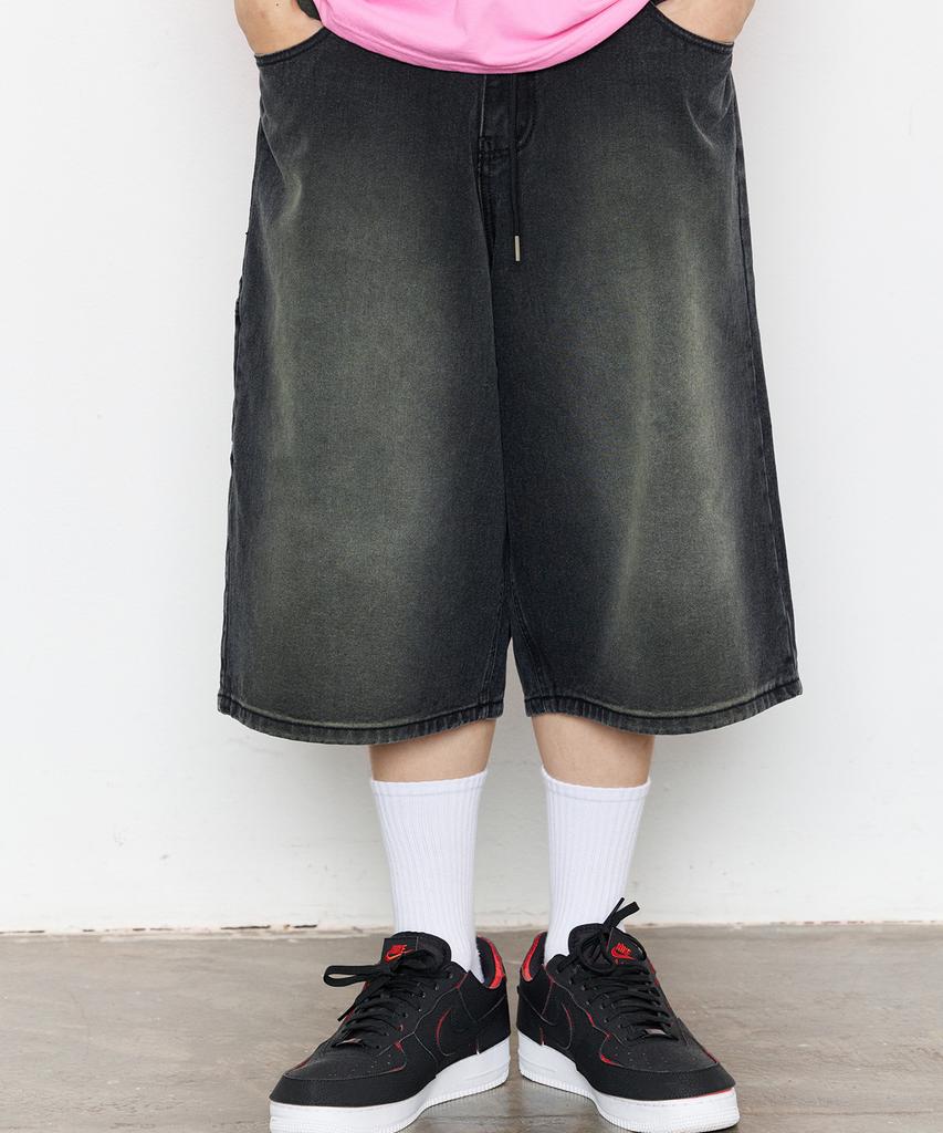 Bieseulaebis Carpenter Loose Fit Denim Shorts Vintage Black