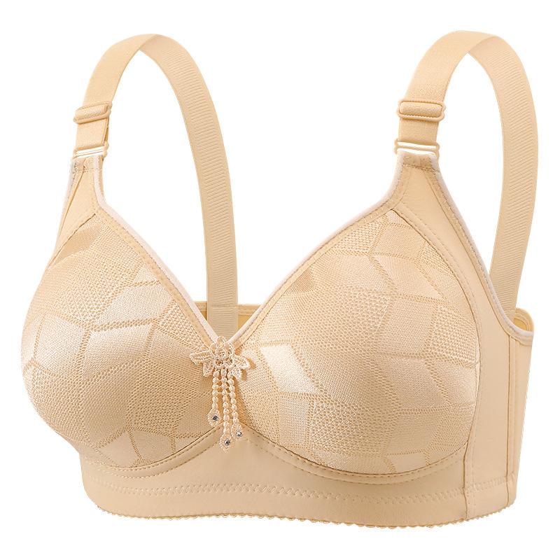 Large Size No Steel Ring, No Magnetic Jacquard Smooth Surface Bra, Comfortable and Breathable, Gathering Beautiful Back, Women's Underwear
