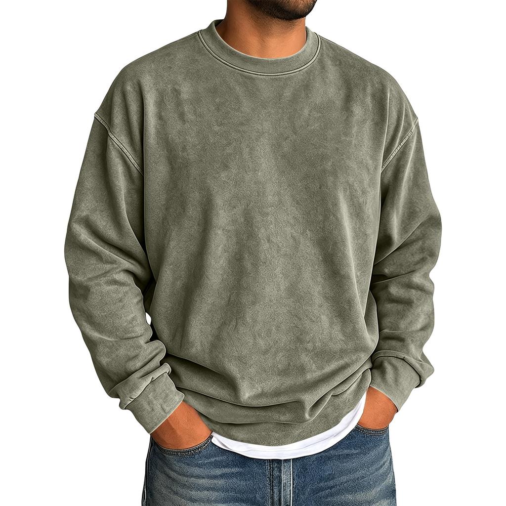 Men's Long Sleeve Drop Shoulder T-Shirt Color Neck for Casual Fall Wear