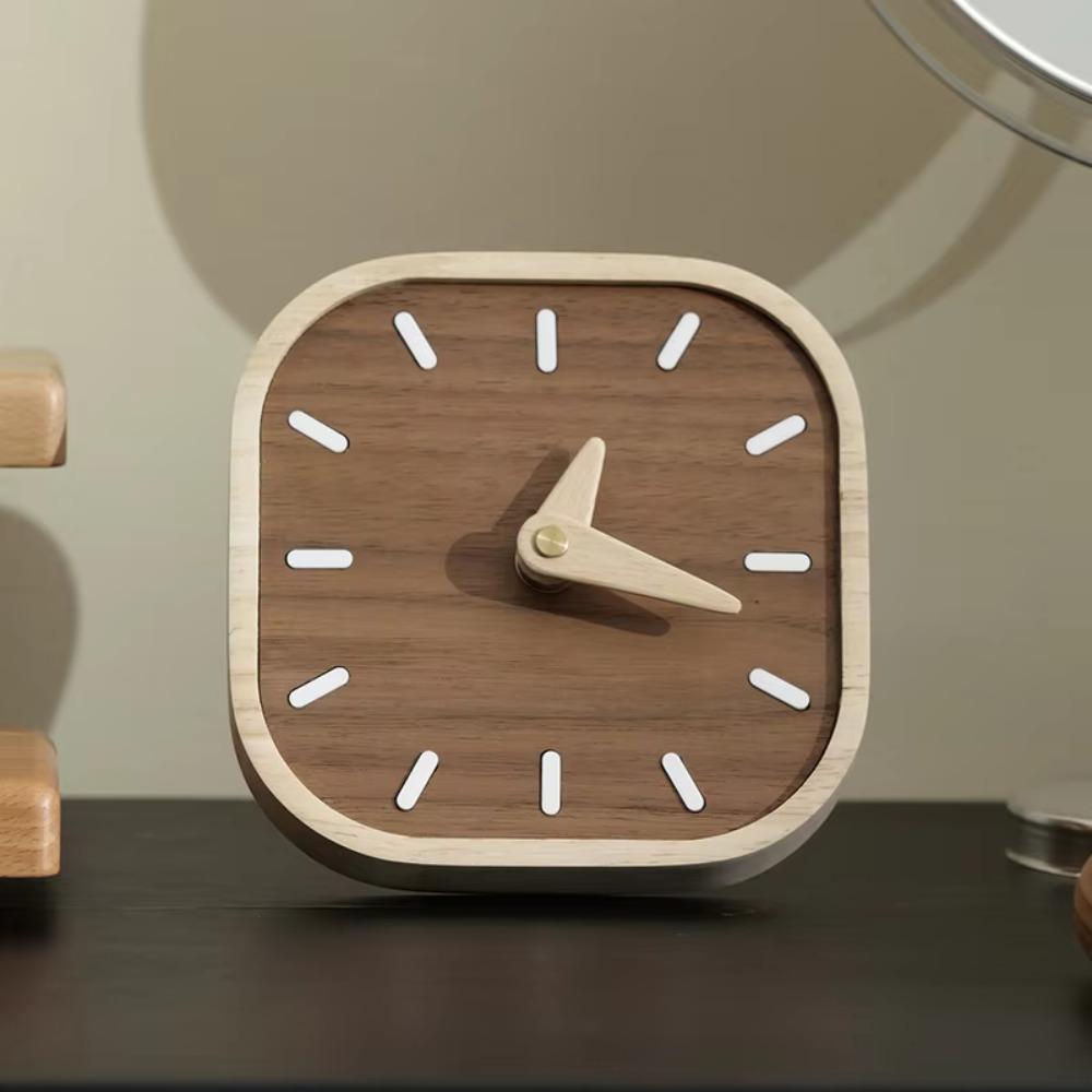 Exquisite Bedside Table Clock Wooden Desk Clock Unique Tabletop Clock  Dormitory