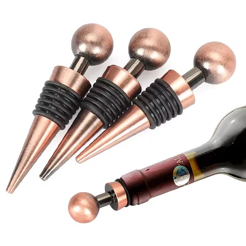 Cross-border Direct Supply Zinc-aluminum Alloy Round-head Steel Ball Wine Stoppers for Wine Preservation Can Print Logo