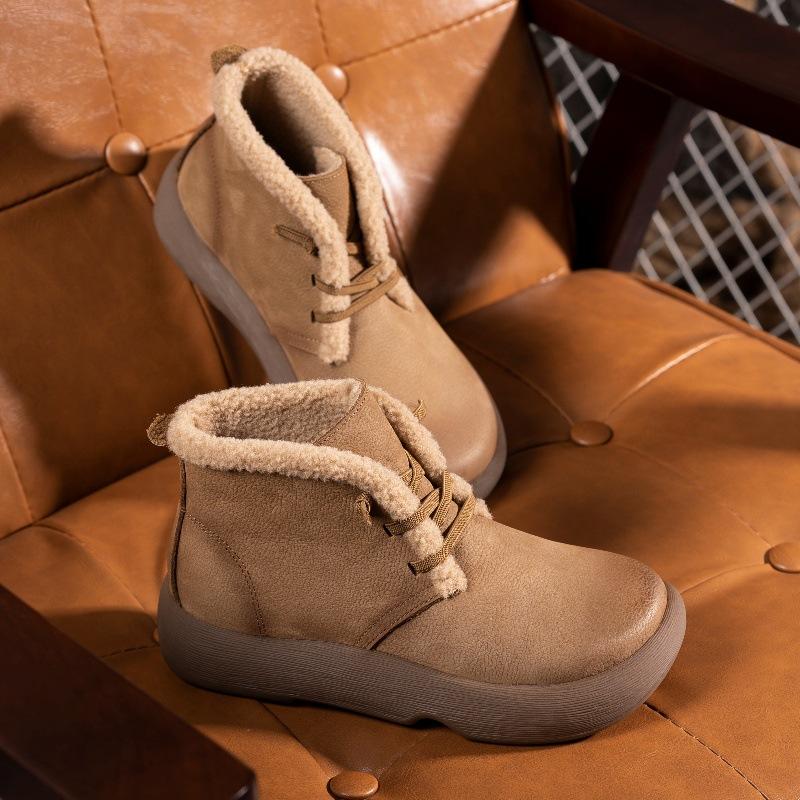 

Женские ботинки Мартин на платформе из коровьей кожи, новые универсальные кожаные короткие ботинки из бархата, повседневные, в стиле ретро 40