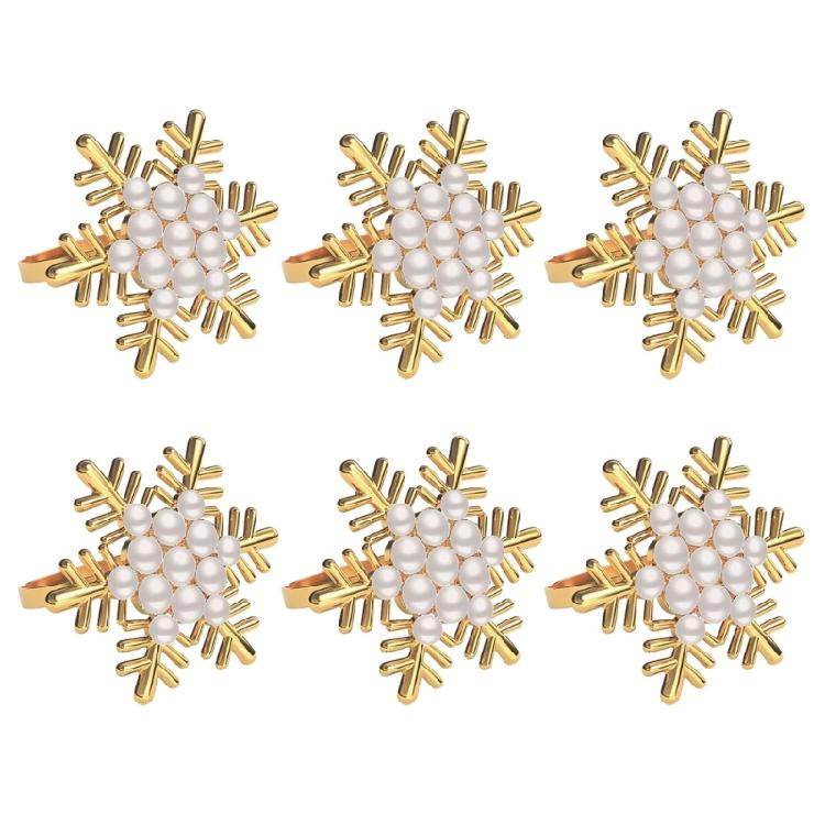 6pcs Christmas Napkin Rings Set Snowflake Napkins Buckles Banquet Accessories