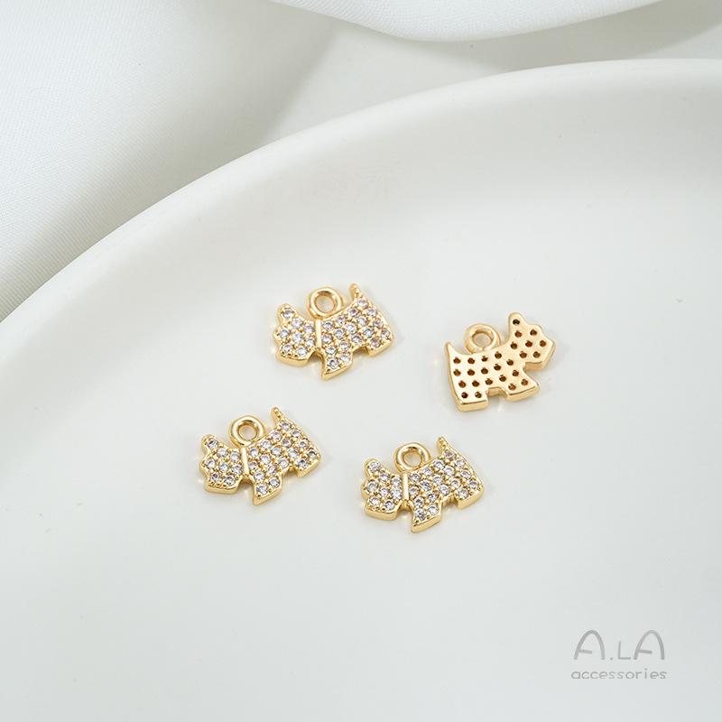 14K Gold-Filled Animal Cartoon Charm with Zirconia