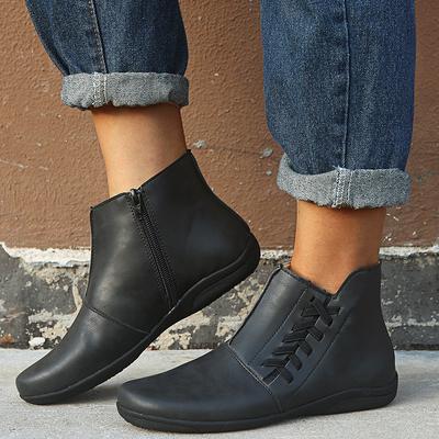 Sieviešu zābaki sniega zābaki sieviešu apavi PU potīte ziemas plakana retro modes ikdienišķa Slip-On apaļš purngals 2024 563