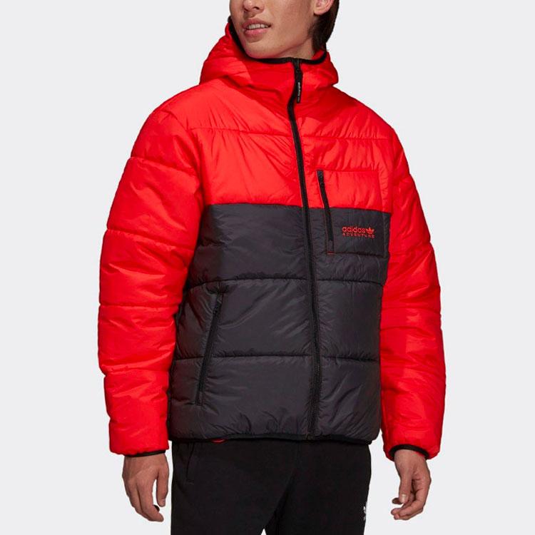 Adidas Jachetă Puf Călduroasă Originală cu Blocuri de Culoare, pentru Bărbați, Îmbrăcăminte Exterioară, Negru Roșu H13572