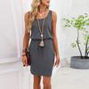 Gilet Colorato alla Moda da Donna con Scollo Rotondo e Coulisse Abito Casual
