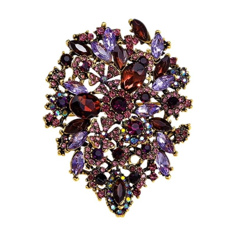 Crystal Pin Flower Brooch Unique Brooch Pin Clothing Jewelry Alloy Texture Suitable for Friendship and Celebration