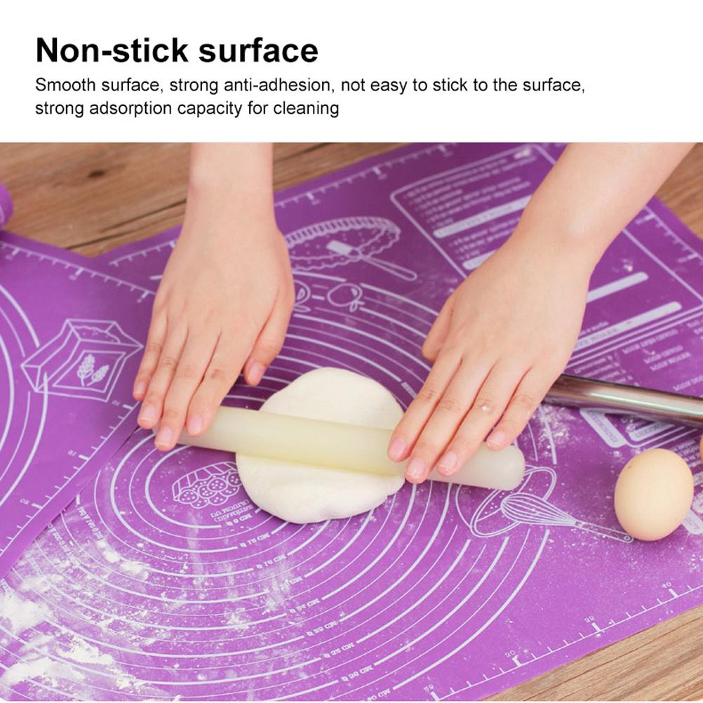 Thick Non Stick Silicone Kneading Mat Food Grade Anti Slip Baking Dough Roller Pad for Home Kitchen Purple