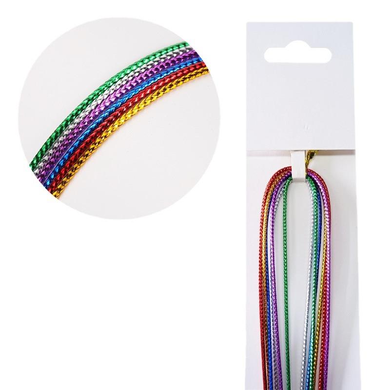 Rainbow Braiding Hair Ropes: Colorful Dreadlock Strings & Gold Ribbons, Hair Accessories for Women & Kids Styling.
