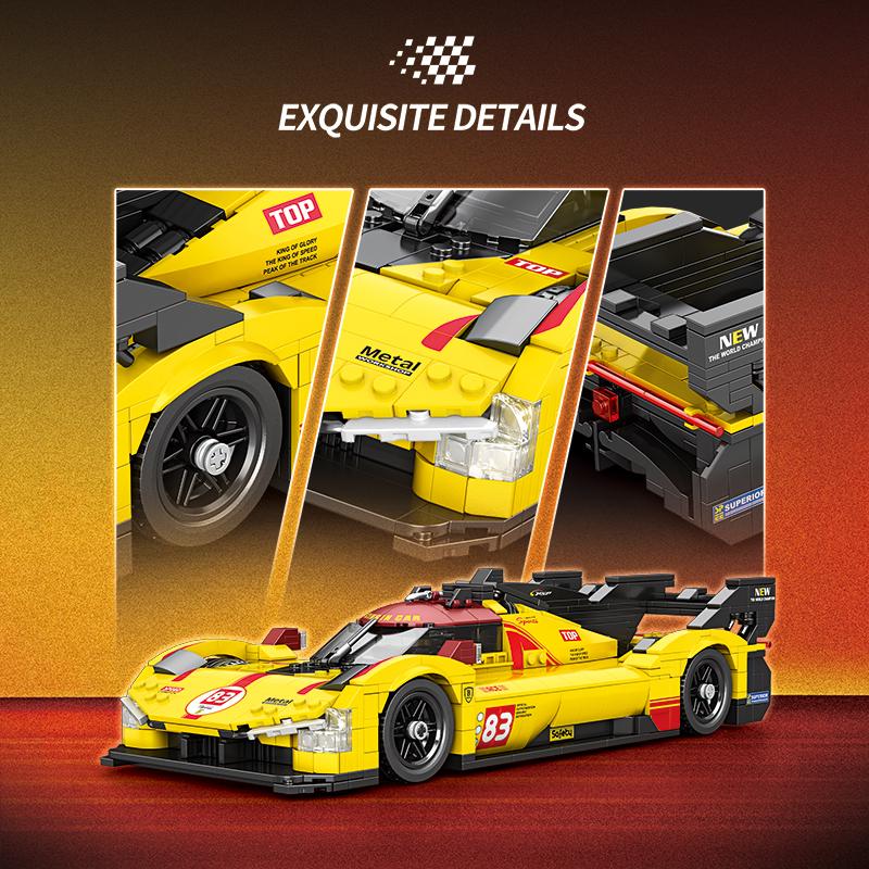 Ungiftig 1370 Teile Gelbes Supercar Bausteine V6 Motor Rennwagen 1:16 Modellbausteine Schreibtisch-Ornament Kinder DIY Spielzeug Weihnachtsgeschenke